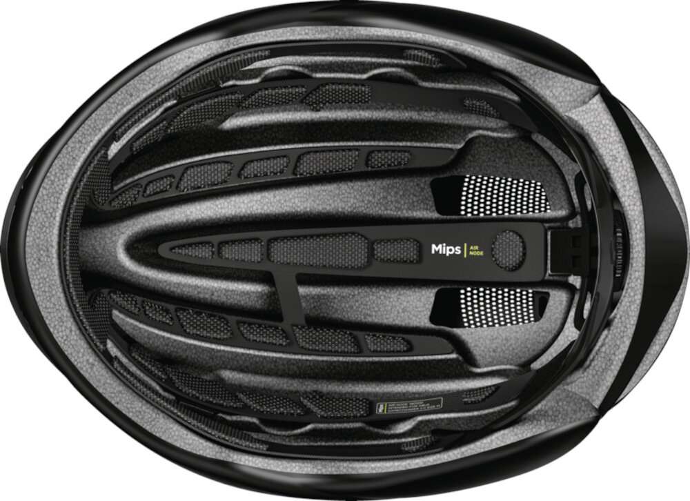 Kask rowerowy ABUS Gamechanger Velvet Czarny Szosowy rozmiar L, 59-62 cm kask na białym tle widoczny od środka system MIPS warstwa o niskim współczynniku tarcia ogranicza oddziaływanie sił rotacyjnych na mózg współpracoa z systemem wentylacji niska masa waga 290 g