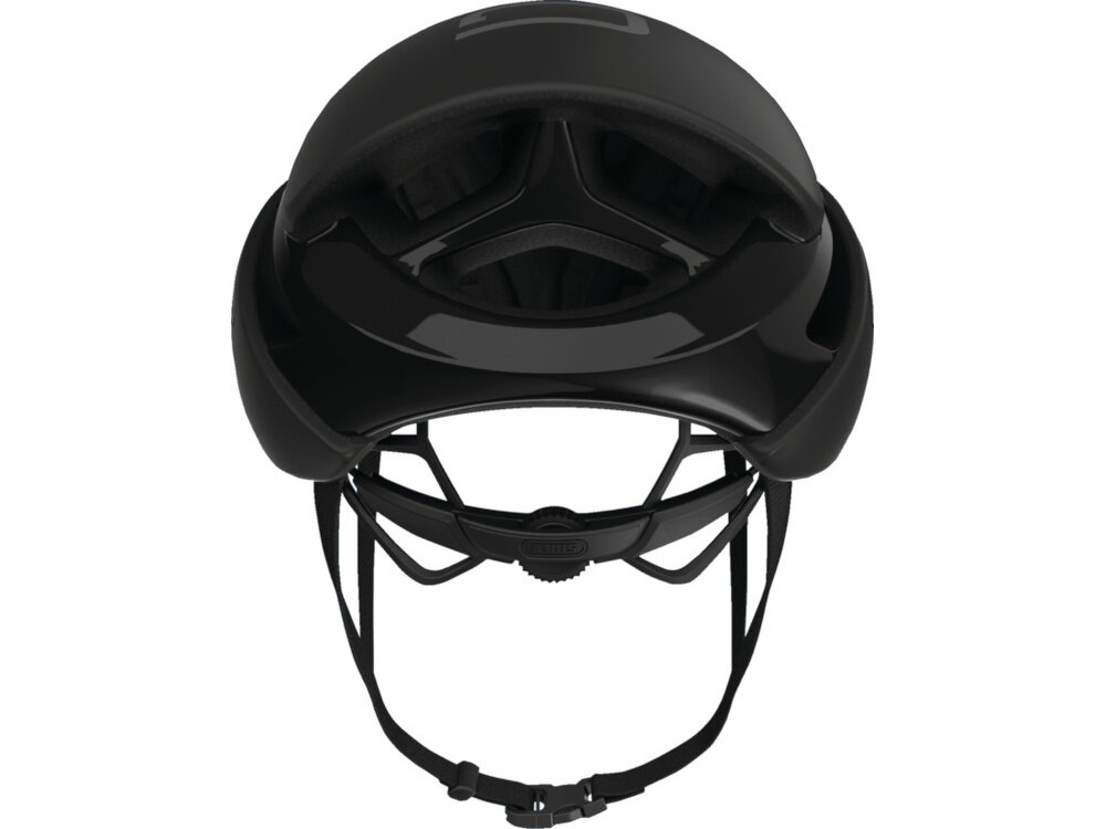 Kask rowerowy ABUS Gamechanger Velvet Czarny Szosowy rozmiar L, 59-62 cm kask na białym tle widoczny od tyłu rozmiar L system regulacji Zoom Spin z obrotowym pokrętłem z tyłu głowy zakres regulacji 59–62 cm półpierścień miejsce na warkocz zdejmowana wyściółka nadaje się do prania ręcznego