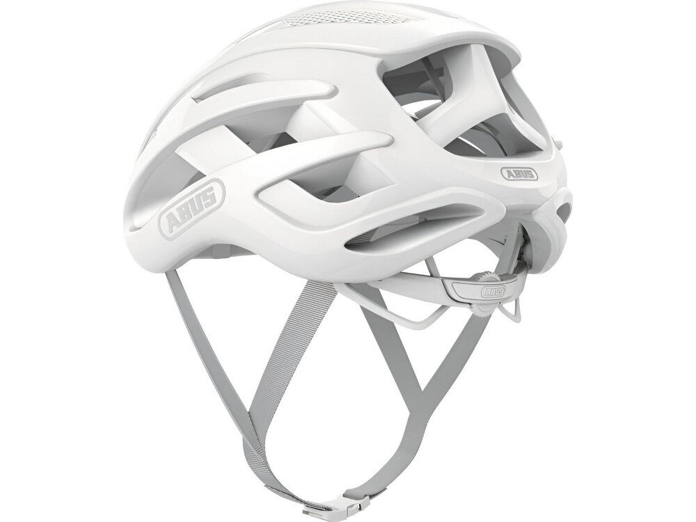 Kask rowerowy ABUS AirBreaker Szampańskie złoto Szosowy rozmiar L kask na białym tle widoczny od tyłu pod skosem zaprojektowany z myślą o osobach z dłuższymi włosami odpowiedni kształt tylnej części wygodne założenie kasku bez konieczności zmiany fryzury