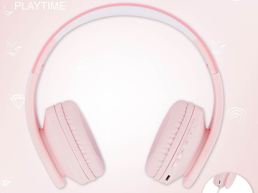 Słuchawki nauszne POWERLOCUS P1 materiały bez BPA odporna konstrukcja, słuchawki z boku na jasnym tle