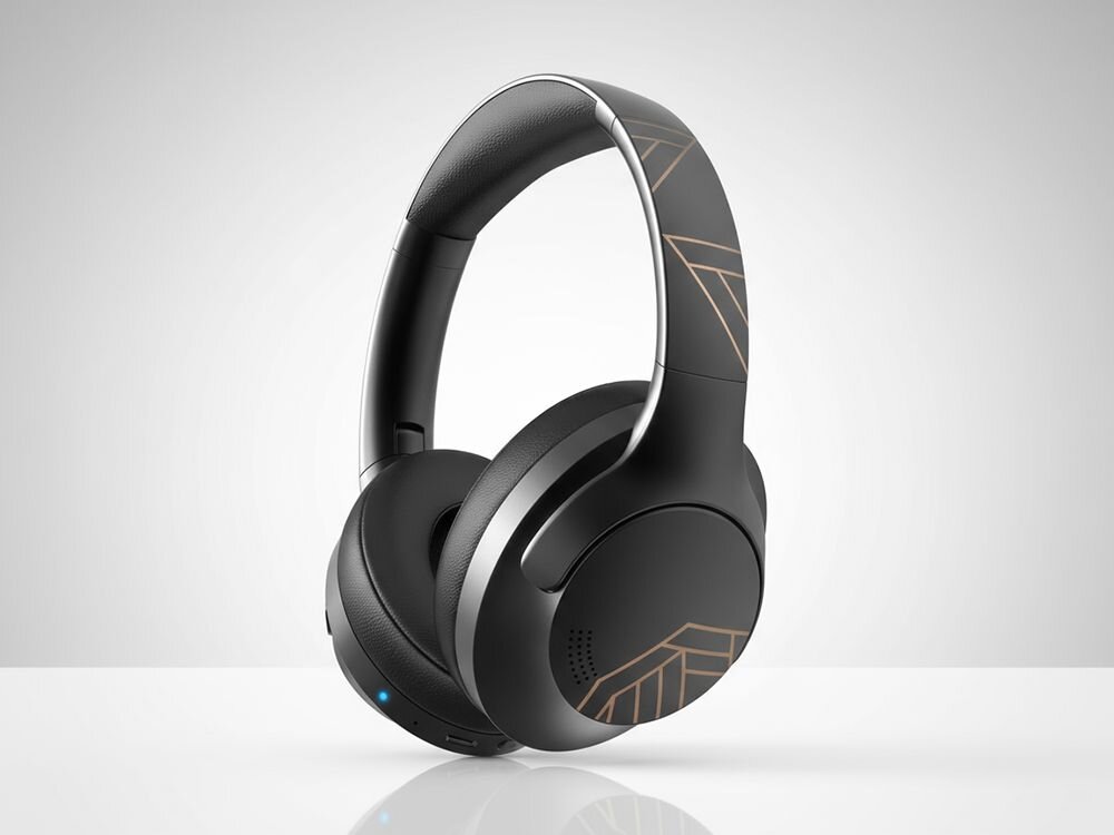 Słuchawki nauszne POWERLOCUS P3 przetworniki 40 mm tryby EQ hi-fi, słuchawki po skosie na jasnym tle