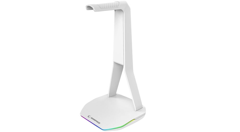 Rampage Tower T14 Stojak na słuchawki, gamingowy RGB, hub 2x USB, biały wygodne przechowywanie
