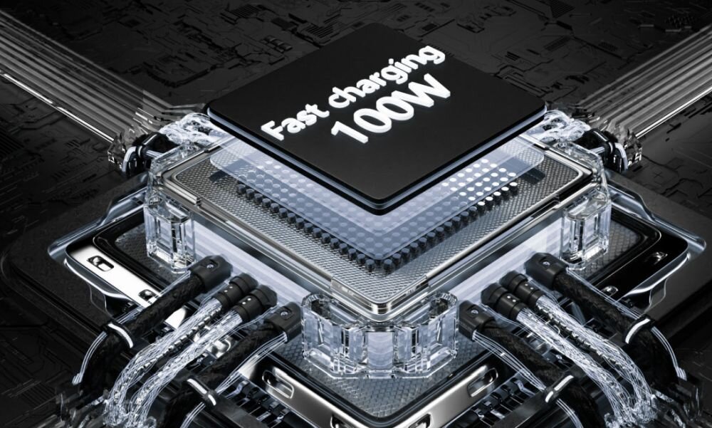 4SMARTS DIY Mode GaN 130 W System kontroli temperatury NTC Ochrona przed przegrzaniem i inteligentne zarządzanie temperaturą - szybkie ładowanie 100 w na ciemnym tle