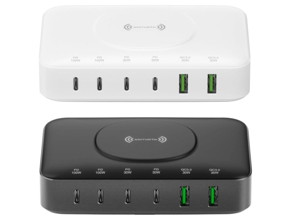 4SMARTS GaN 7w1 100 W dwóch wersjach kolorystycznych czerń biel - ładowarka w dwóch kolorach