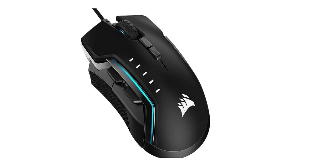 Mysz CORSAIR Glaive RGB Pro Aluminium Czarny widok ogólny góra bez podpórek RGB