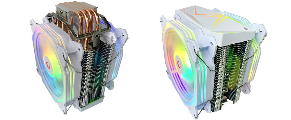 RAMPAGE Octagon C60 Chłodzenie procesora LGA 1700/AM5 1800RPM 2 wentylatory 120mm ARGB podświetlenie ARGB dostosowanie kolorów i efektów świetlnych estetyczny wygląd funkcjonalnośc estetyka
