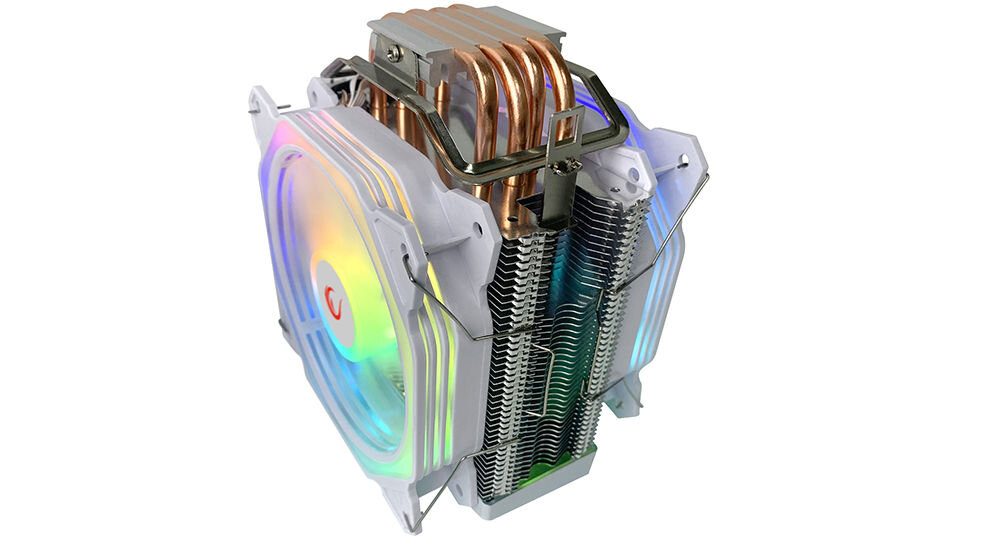 RAMPAGE Octagon C60 Chłodzenie procesora LGA 1700/AM5 1800RPM 2 wentylatory 120mm ARGB ciche działanie 25-29 dB praca bez zbędnych hałasów pełna moc obliczeniowa długotrwała praca intensywne granie skuteczne chłodzenie