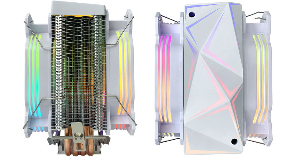 RAMPAGE Octagon C60 Chłodzenie procesora LGA 1700/AM5 1800RPM 2 wentylatory 120mm ARGB solidna konstrukcja materiały odporne na codzienne użytkowanie stabilność wytrzymałe komponenty optymalne chłodzenie