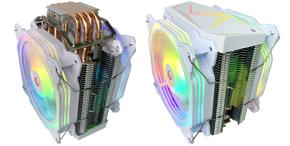 RAMPAGE Octagon C60 Chłodzenie procesora LGA 1700/AM5 1800RPM 2 wentylatory 120mm ARGB prosty intuicyjny montaż oszczędnośc czasu dla początkujących dla zaawansowanych użytkowników