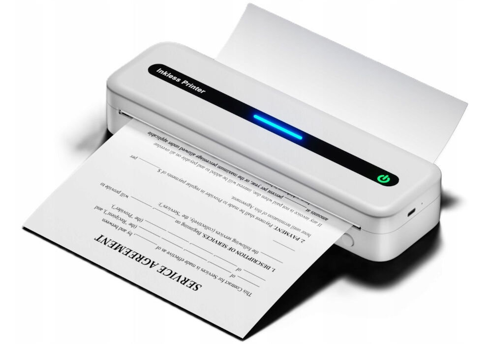 Drukarka PHOMEMO M832 Złącze USB biały wysoka jakość druku w rozdzielczości 300 dpi, dobre odwzorowanie szczegółów i kontrastów, wydruk log, rysunków technicznych i ilustracji z zachowaniem precyzyjności produkt na białym tle