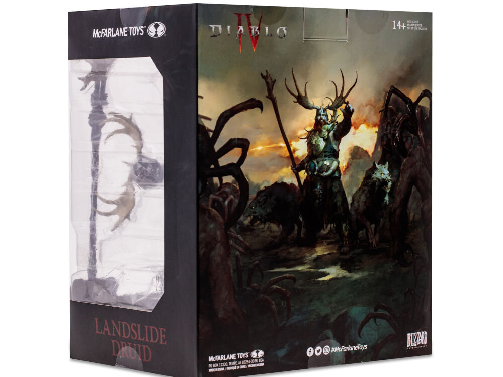 Figurka MCFARLANE Diablo 4 Action Druid zapakowana w estetyczne pudełko z okienkiem i ozdobione kolorową grafiką 
					nawiązującą do tematyki doskonały prezent dla fana postaci oraz kolekcjonera 
					figurek z gry Diablo
