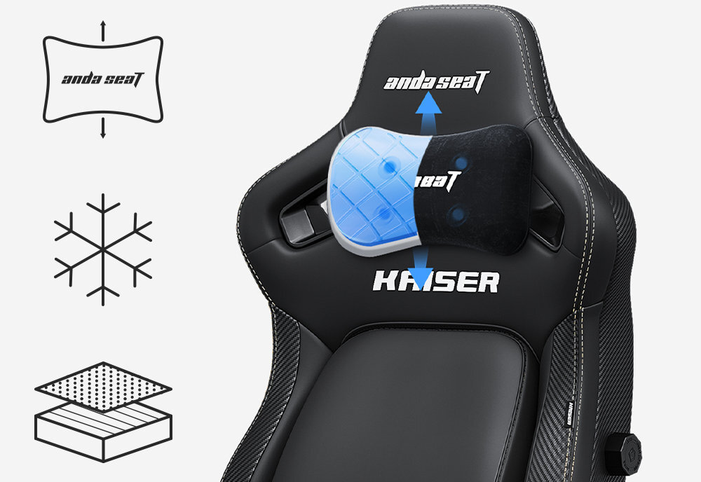 ANDA SEAT Kaiser 4 L Regulowana na wysokość magnetyczna poduszka pod kark pianki memory foam chłodzącą warstwą