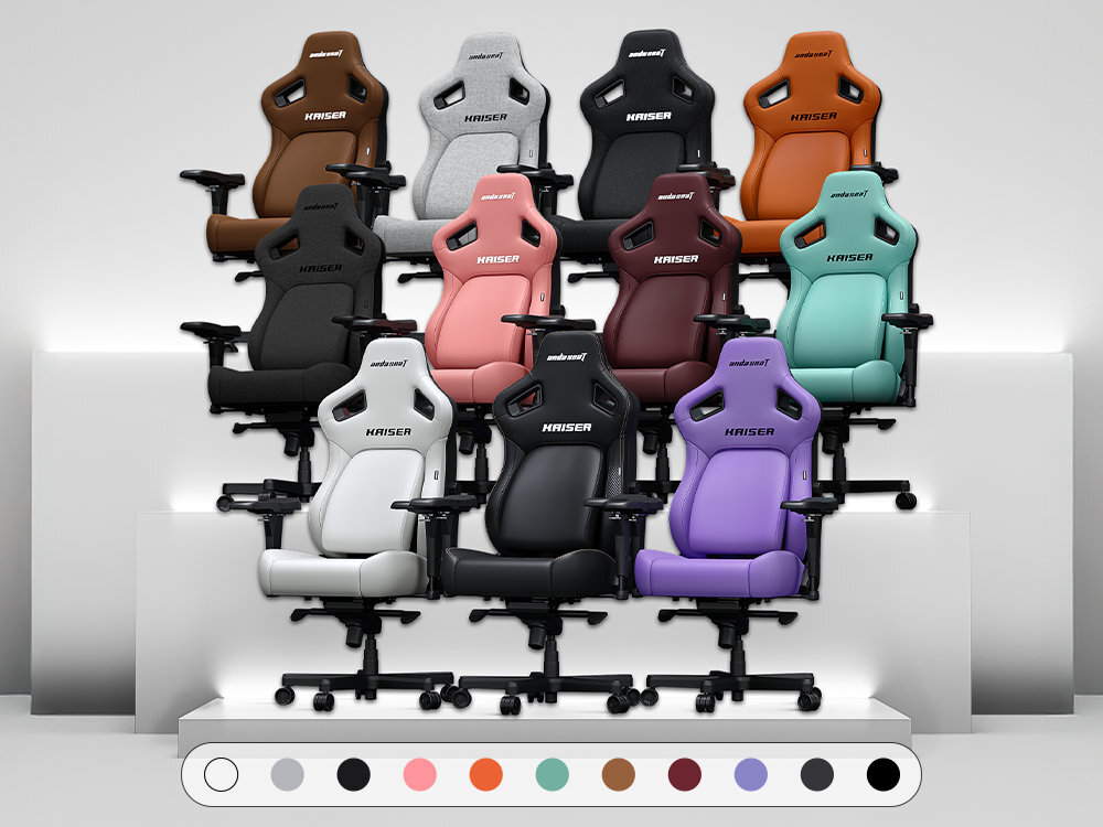 ANDA SEAT Kaiser 4 L ośmiu wersjach ze skóry trzech z tkaniny Kontrastowe połączenia kolorów od pokoju gracza po biuro