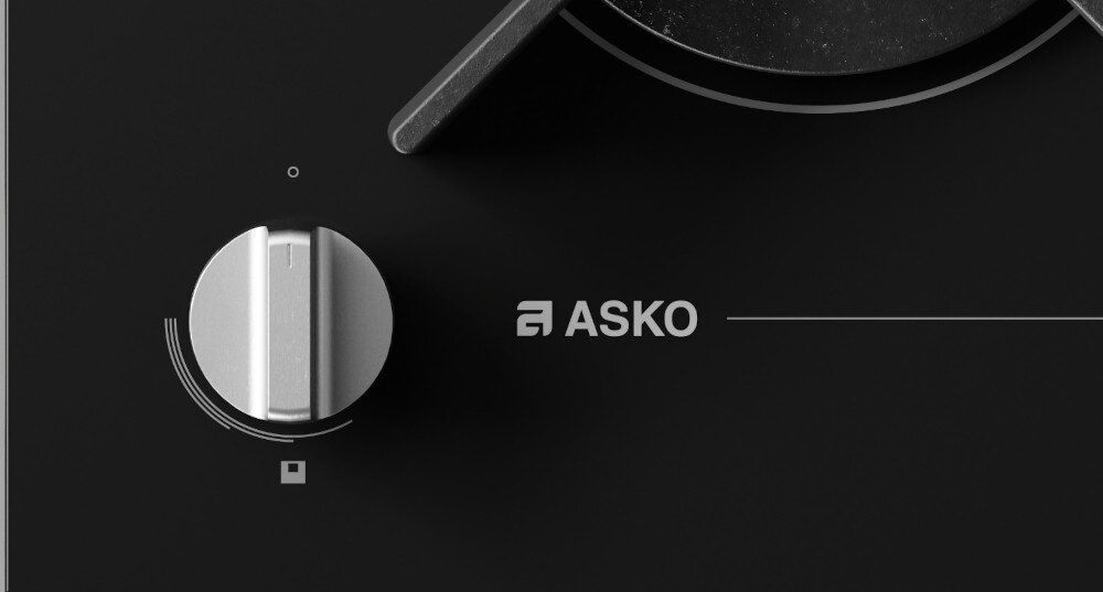 Płyta gazowa ASKO HG8320BGB1 Łatwe do czyszczenia szklana powierzchnia żeliwny wspornik powłoka metalowe pokrętła