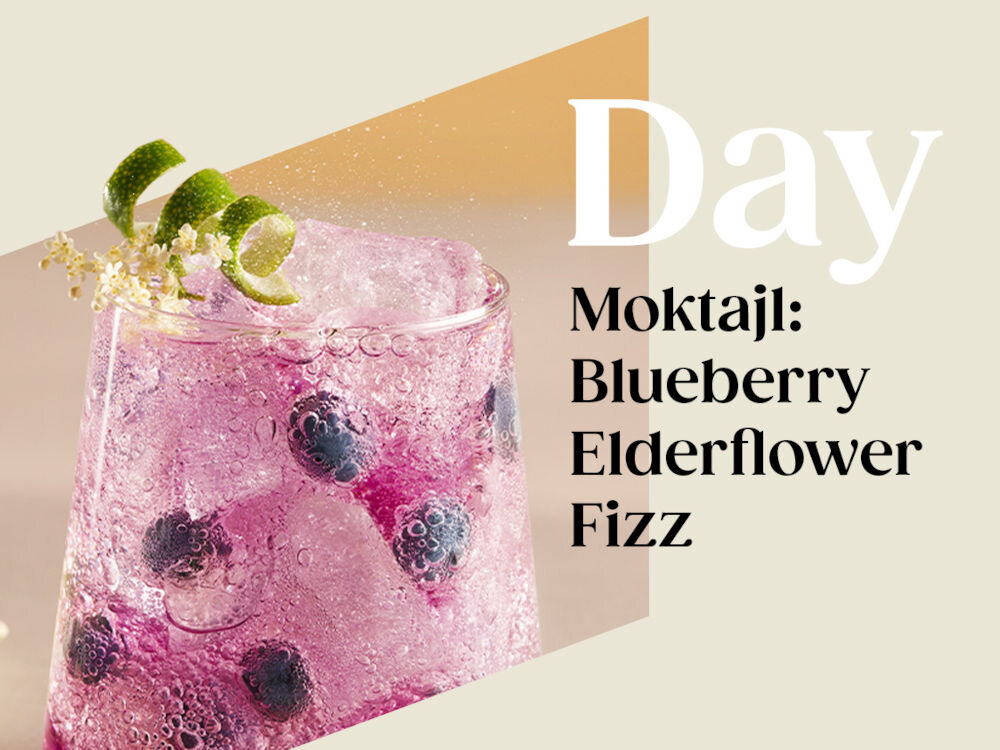 Syrop SODASTREAM Crafted Grejpfrut i Kwiat czarnego bzu 330 ml moktajl blueberry elderflower fizz składniki baza woda gazowana mus jagodowy sok z cytryny kostki lodu dekoracje skórka limonki kwiat czarnego bzu przygotowanie niska pękata szklanka borowki kostki lodu dodanie musu jagodowego soku z cytryny i bazy uzupełnienie woda gazowaną wymieszanie łyżką barmańską udekorowanie  