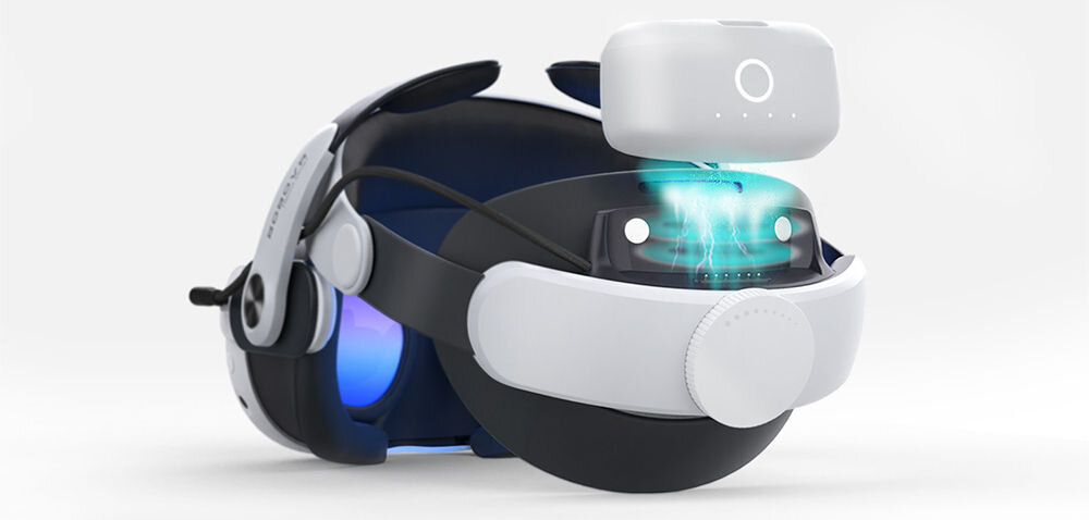 Pasek BOBOVR M3 Pro + Akumulator
			wizualizacja mocowania akumulatora do paska z goglami na jasnym tle akumulator B2 pojemność przedłużenie czasu użytkowania funkcja szybkiej wymiany baterii magnetyczny mechanizm mocowania stabilność czas ładowania