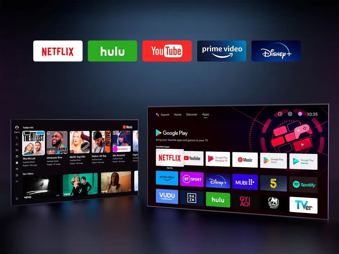 Projektor YABER KS2 Plus - Google TV i 7000+ apek, Android TV, dongle, zrzut ekranu systemu Android TV