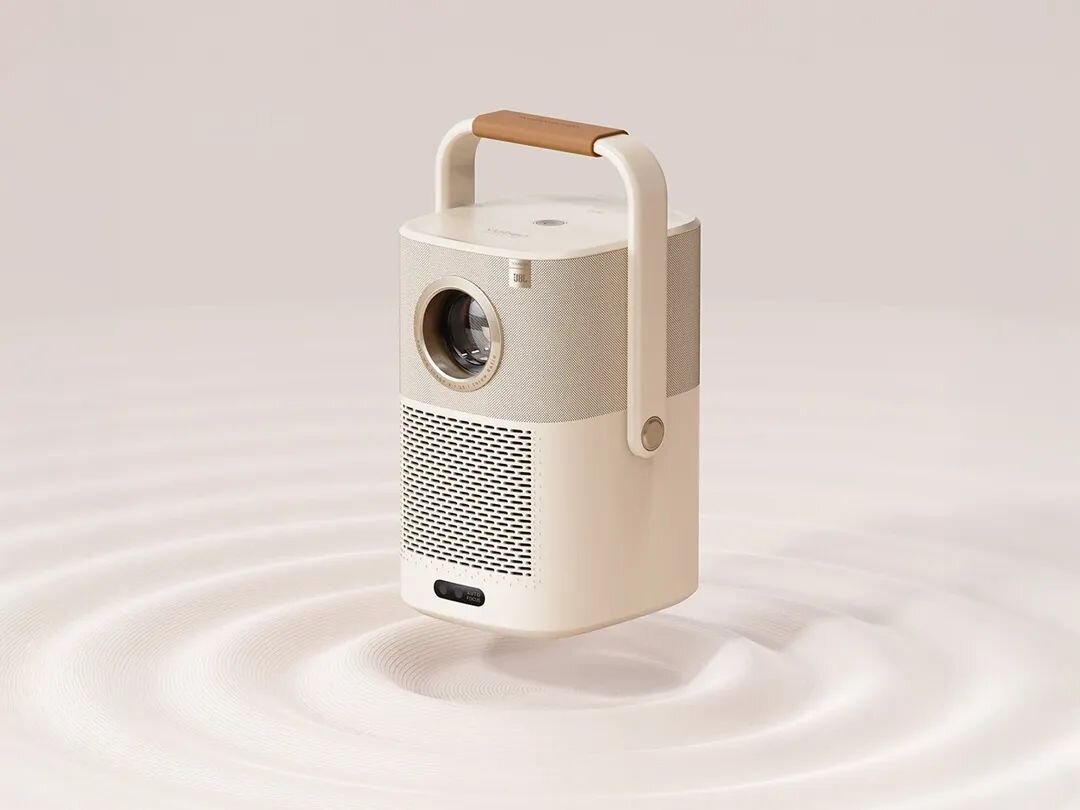 Projektor YABER T2 Plus - Audio 360° – pełne zanurzenie, Wbudowane głośniki JBL, Dolby Audio, Bluetooth, projektor unoszący się nad białą tkaniną