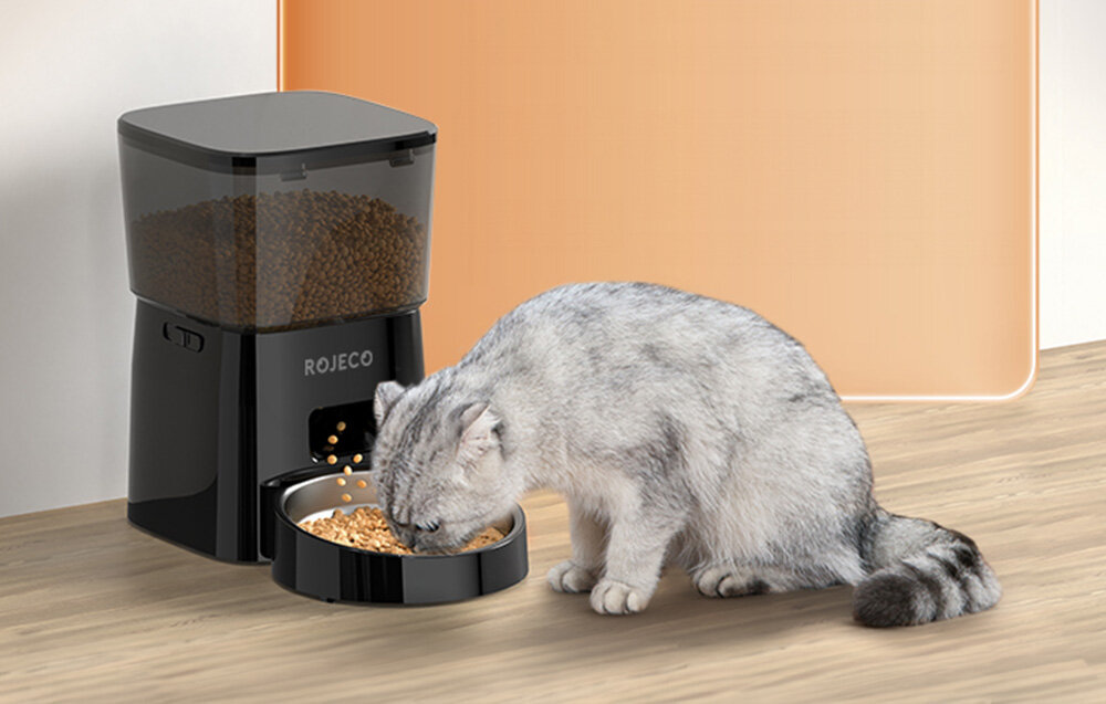 Inteligentny dozownik karmy Rojeco harmonogram stal nierdzewna bezpieczeństwo