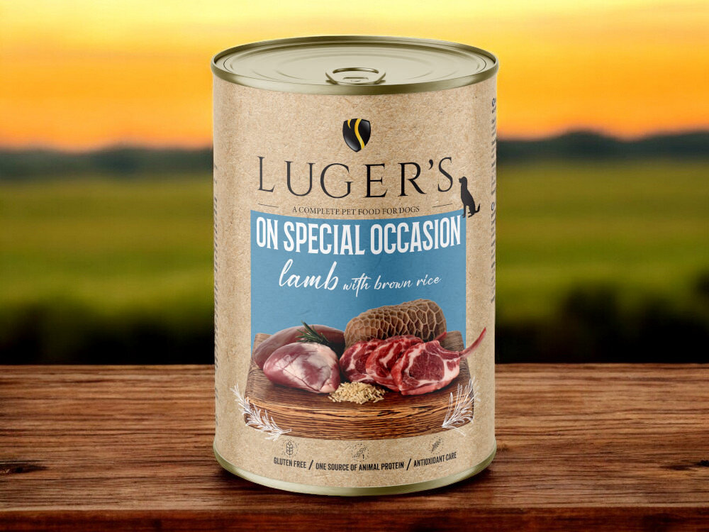 Karma dla psa LUGER’S On Special Occasion Jagnięcina z ryżem brązowym 400 g karma w puszce na blacie