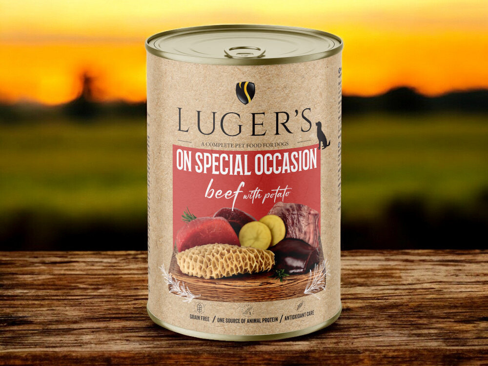 Karma dla psa LUGER’S On Special Occasion Wołowina z ziemniakami 400 g karma w puszce na blacie