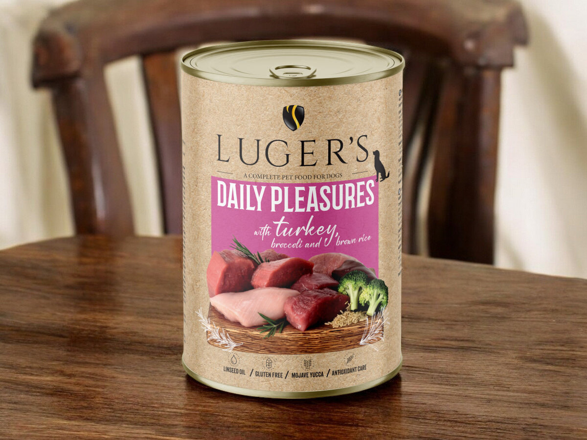 Karma dla psa LUGER'S Daily Pleasures z indykiem, brokułem i ryżem brązowym 400 g