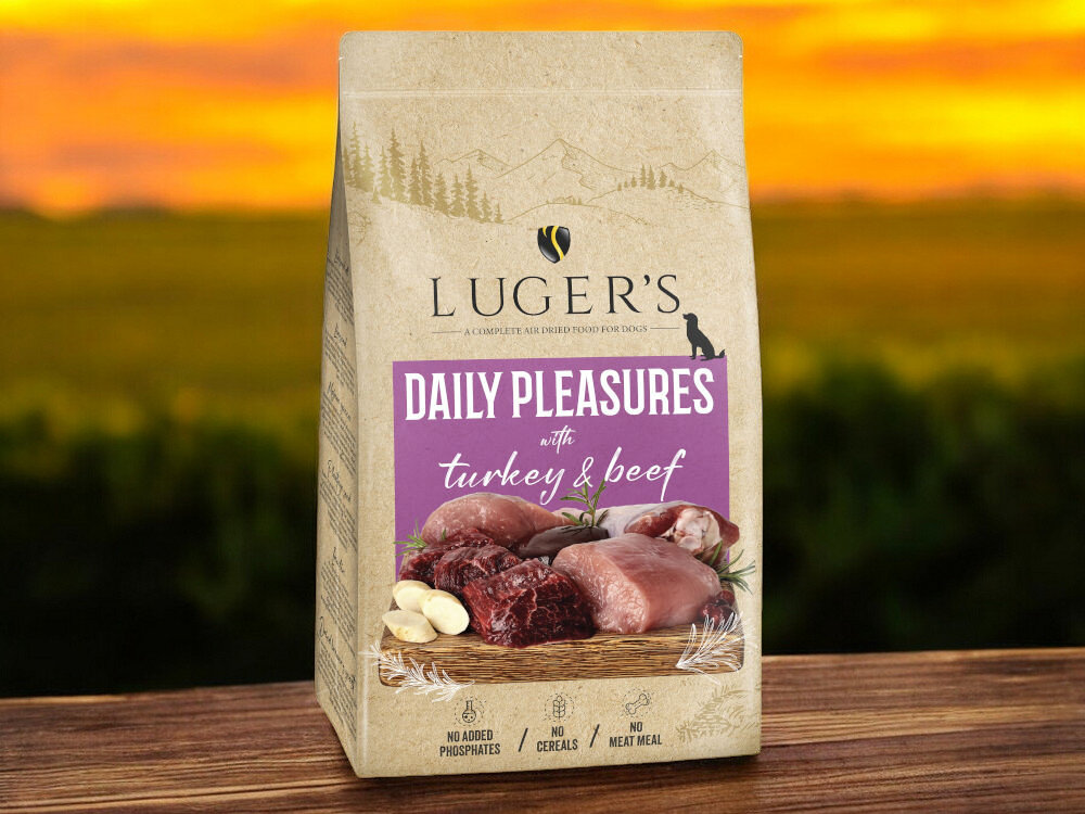 Karma dla psa suszona LUGER'S Daily Pleasures Indyk i Wołowina 9 kg karma w na blacie