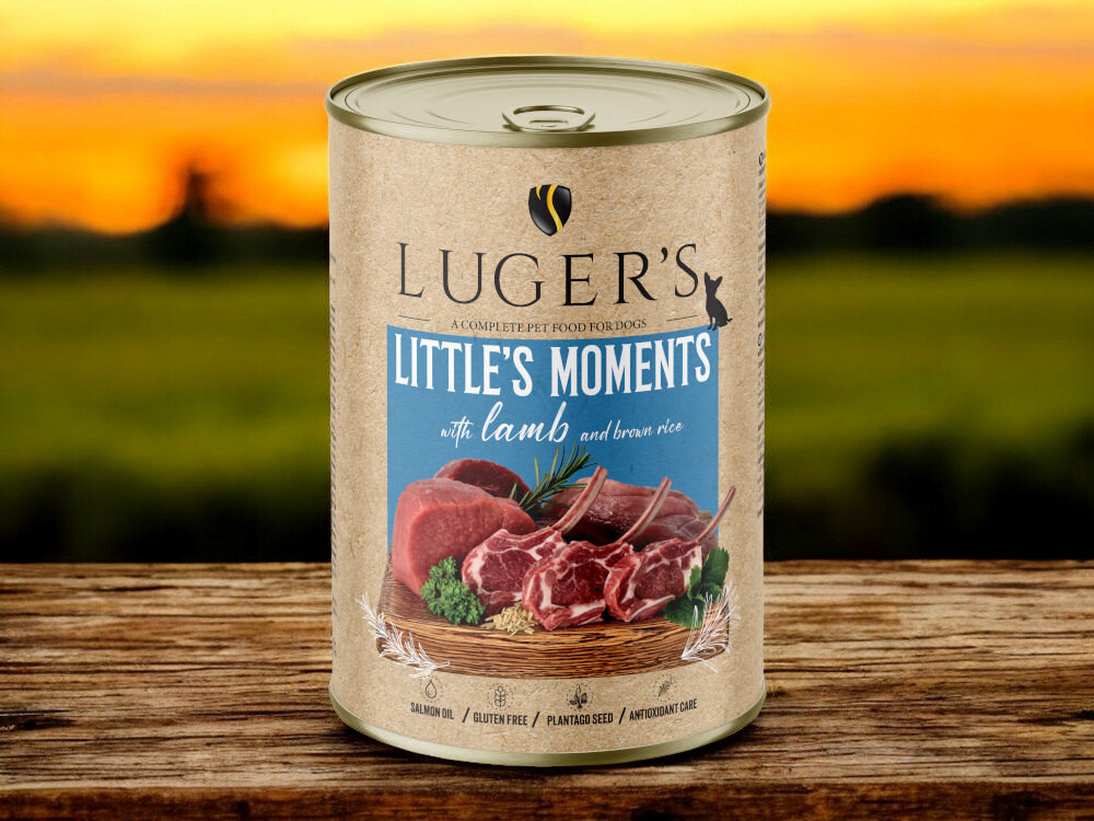 Karma dla psa LUGER’S Little's Moments Jagnięcina z ryżem brązowym 400 g karma w puszce na blacie