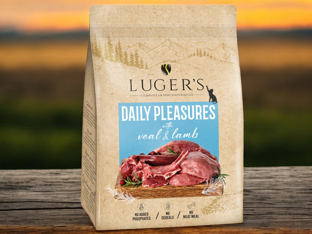 Karma dla kota suszona LUGER'S Daily Pleasures Cielęcina z jagnięciną 1 kg karma w na blacie