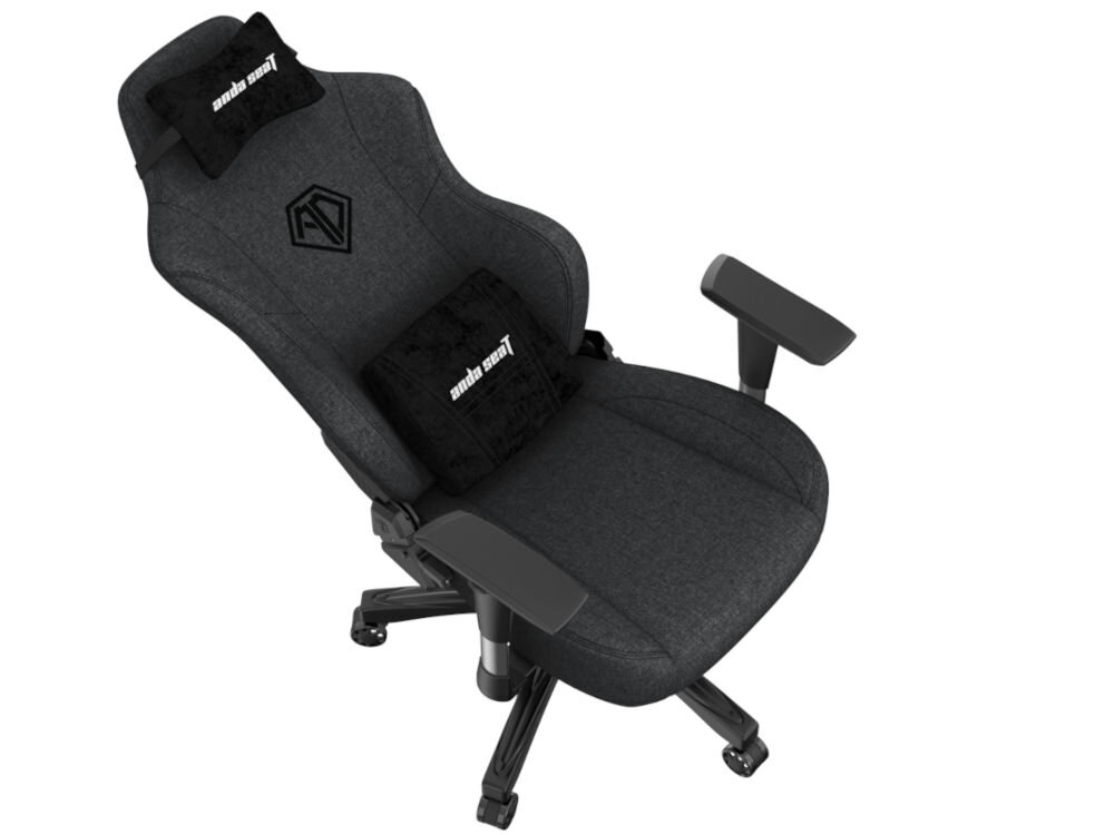 Fotel ANDA SEAT Phantom 3 L Ciemnoszary prezentacja fotela od góry i jego podłokietników 2D na białym tle ergonomiczne podłokietniki regulacja w dwóch kierunkach góra–dół i na boki powłoka z poliuretanu wygodne podparcie ochrona łokci i nadgarstków