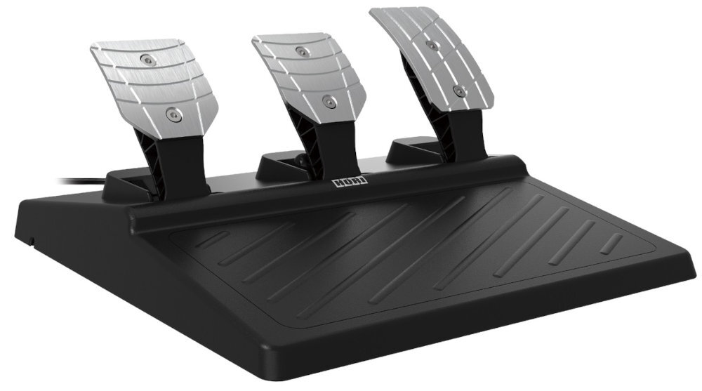 HORI Force Feedback Truck Control System stabilny moduł z trzema pedałami metalu bezkontaktowe czujniki magnetyczne Hall Effect - Zestaw trzech metalowych pedałów zamontowanych na stabilnej, czarnej podstawie