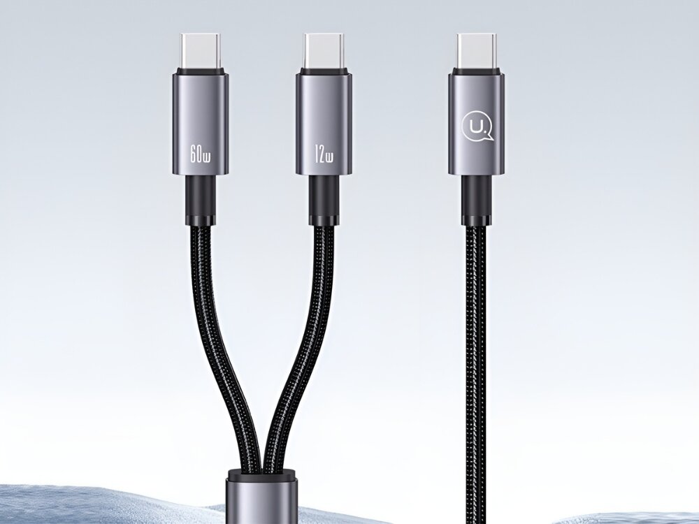 Kabel USAMS US-SJ740
wszystkie końcówki kabla na jasnym tle przewód usbc 2w1