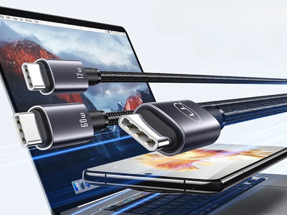 Kabel USAMS US-SJ740
wszystkie końcówki kabla usb-c maksymalna moc laptop tablet smartfon długość w domu podróży
