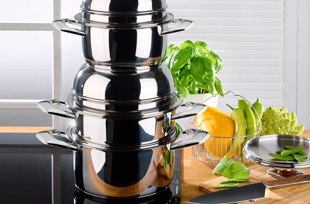 Zestaw garnków PHILIPIAK Versatile (8 elementów) System gotowania wieżowego możliwości potrawy