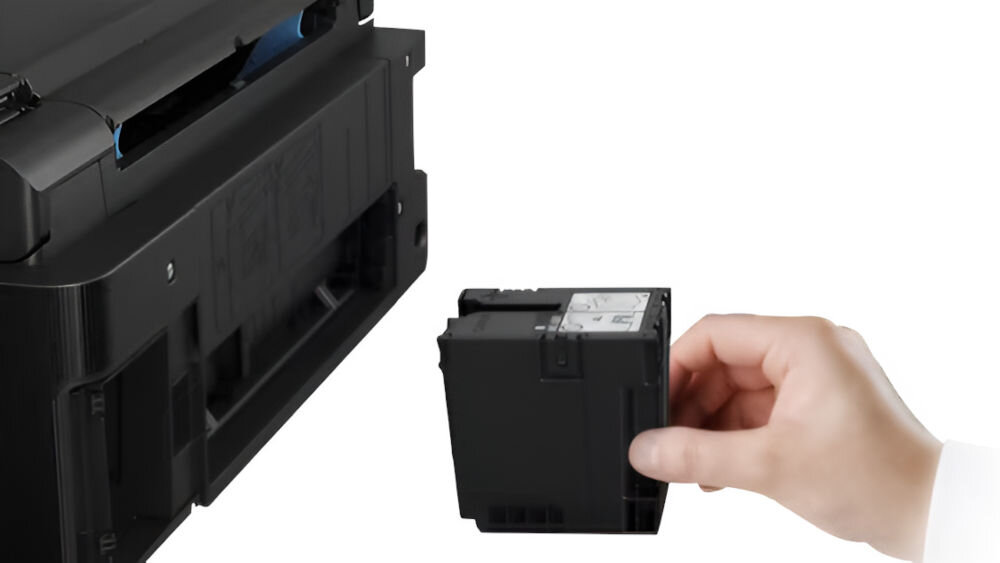 Urządzenie wielofunkcyjne CANON Pixma G3480 Druk w kolorze, Automatyczny druk dwustronny, Wi-Fi pokazanie wymiany kasety konserwacyjnej butelki na atrament z mechanicznym identyfikatorem specjalna konstrukcja pojemników czyste i sprawne uzupełnianie zbiorników