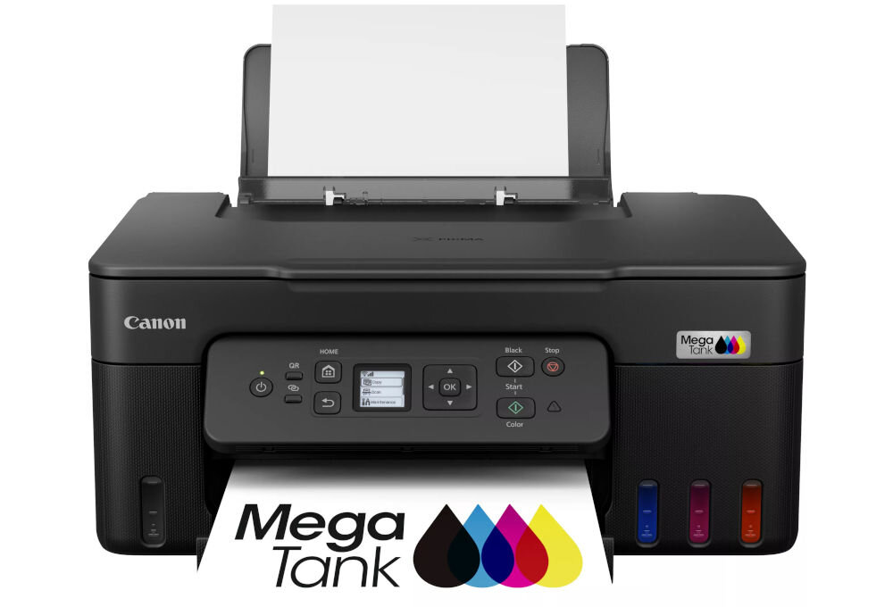 Urządzenie wielofunkcyjne CANON Pixma G3480 Druk w kolorze, Automatyczny druk dwustronny, Wi-Fi prezentacja urządzenia na białym tle ekonomiczny druk ilość stron na jednym zestawie zbiorników ułatwia zarządzanie kosztami swoboda drukowania