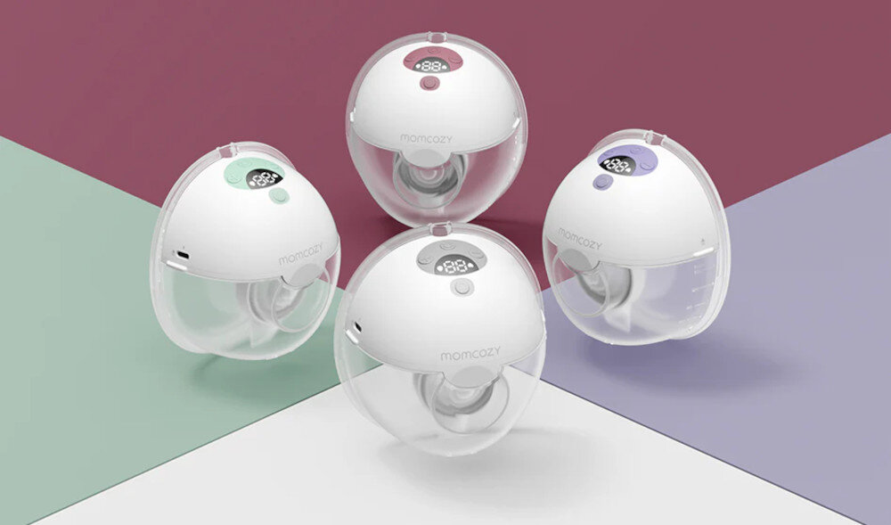 Laktator MOMCOZY M5 Podwójny Biało-fioletowy prezentacja wizualizacja wygląd lifestyle