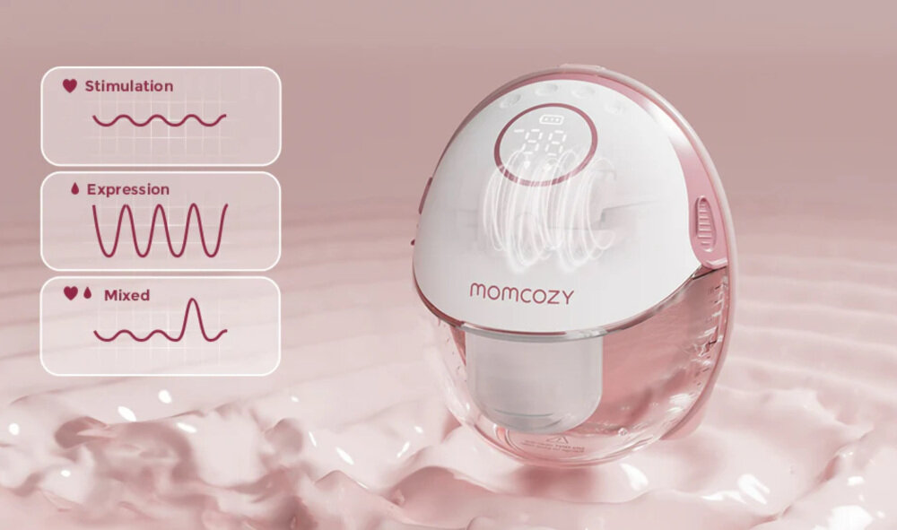 Laktator MOMCOZY M6 Pojedynczy Czerwony Efektywne odciąganie pokarmu Trzy tryby pracy stymulacja ekspresja mieszany dziewięć poziomów intensywności dopasowanie Silnik drugiej generacji siła ssania