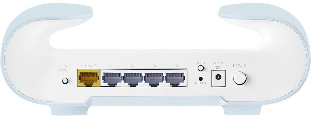 Router D-LINK M60 Aquila PRO AX6000 Tył routera Wi-Fi, ukazujący porty Ethernet, zasilanie i przyciski konfiguracyjne