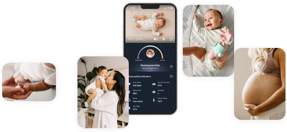 Niania elektroniczna OWLET Dream Sock Miętowy Przewidywanie wzorców snu Funkcja przewidywania snu pomoc odpoczynek sen jakość