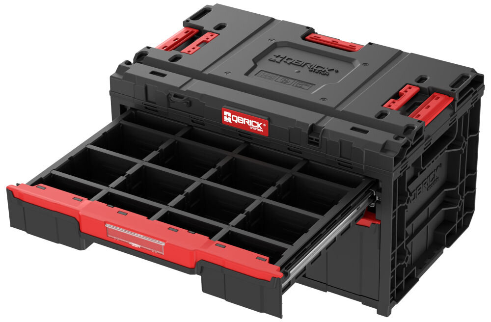Skrzynka narzędziowa QBRICK System One Drawer 2 Plus Toolbox 2.0 szuflada metalowe prowadnice przegrody ABS regulacja