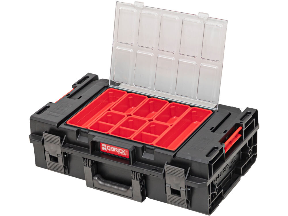 Qbrick System ONE 200 EXPERT organizer z pokrywą EXPERT i 8 kubełkami o różnych wymiarach