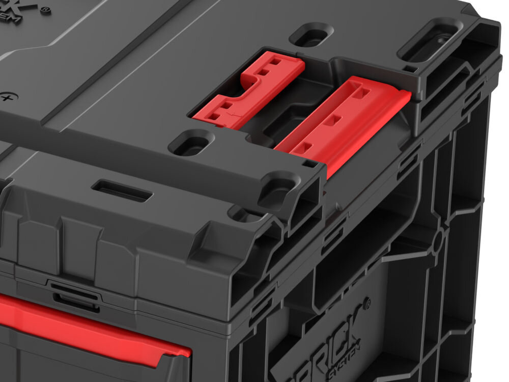 Skrzynka narzędziowa QBRICK System One Drawer 3 Toolbox 2.0 uchwyty boczne wygodne przenoszenie montaż na ścianie platforma transportowa
