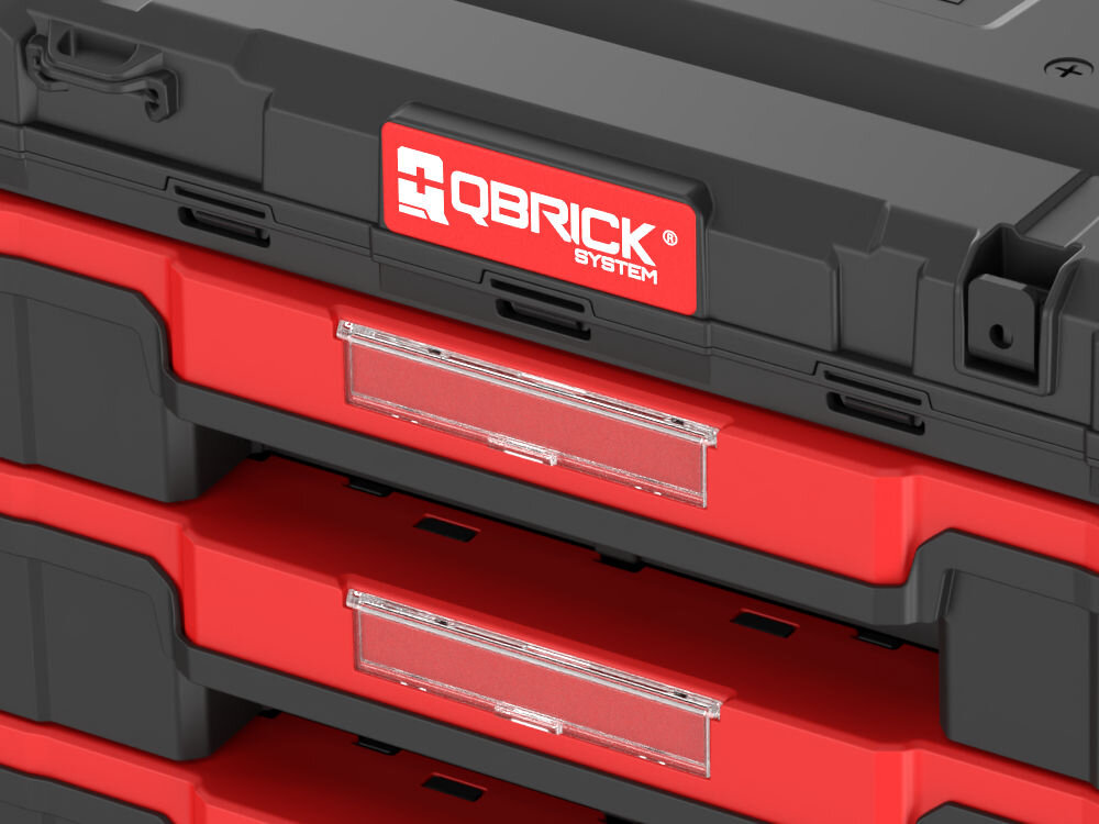 Skrzynka narzędziowa QBRICK System One Drawer 3 Toolbox 2.0 pojemność 32,5L 18kg rygiel stalowy kłódka etykieta M8 personalizacja