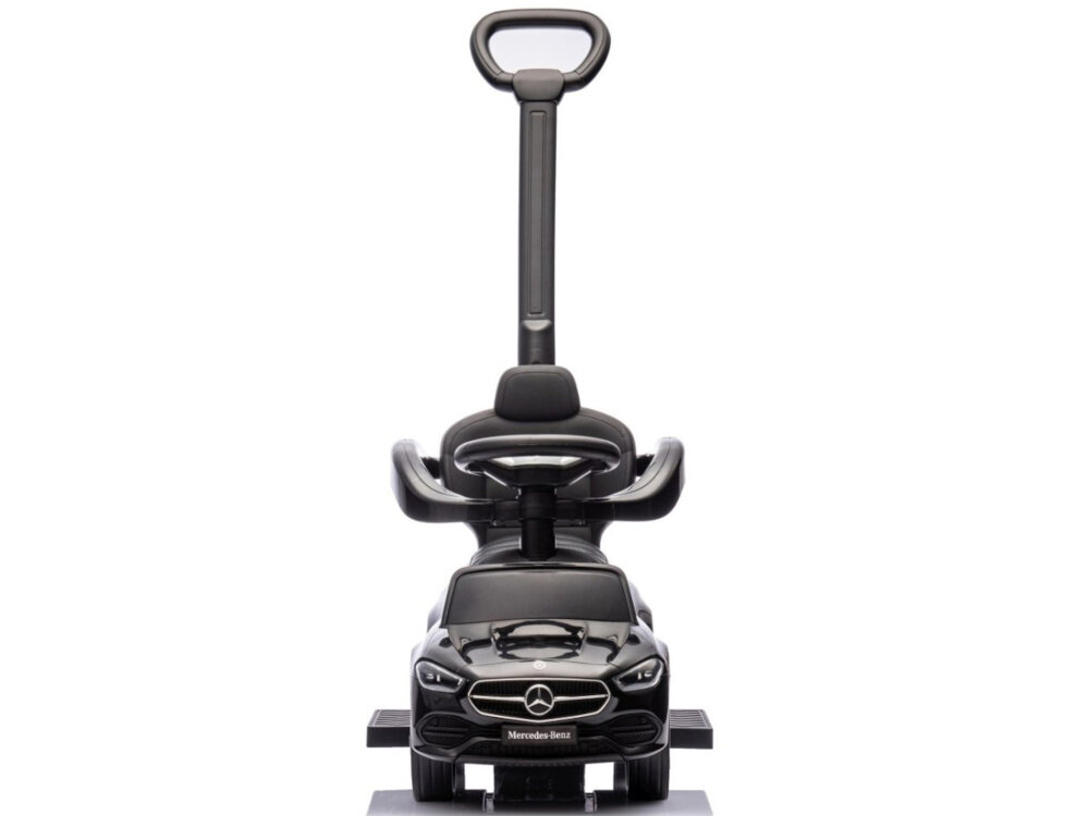 Jeździk MILLY MALLY Mercedes Benz C-Class Deluxe Czarny jeździk na białym tle widoczny od przodu nauka zabawa bezpieczeństwo