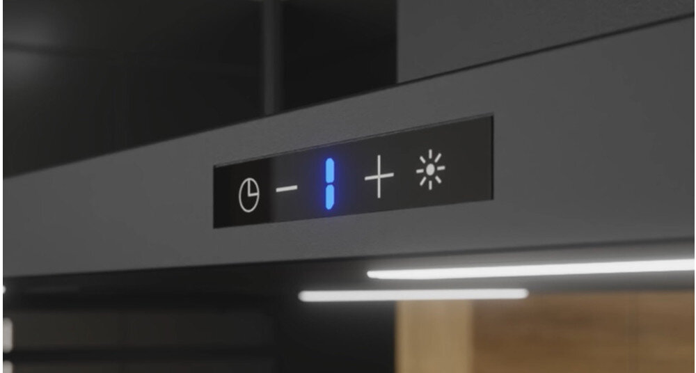 OKAP AKPO WK-9 LUNGO 150 CM.CZARNY T800 M3 panel oświetlenie zegar czas plus minus Intuicyjne sterowanie dotykowy panel łatwe Bezproblemowe ustawienia pilot regulacja