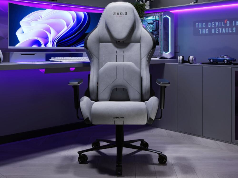 Fotel DIABLO CHAIRS X-One 2.0 Prime Szary prezentacja fotela na tle pokoju od przodu