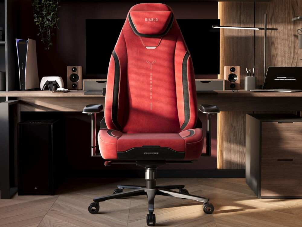 Fotel DIABLO CHAIRS X-Eye 2.0 Czerwony prezentacja fotela na tle pokoju od przodu