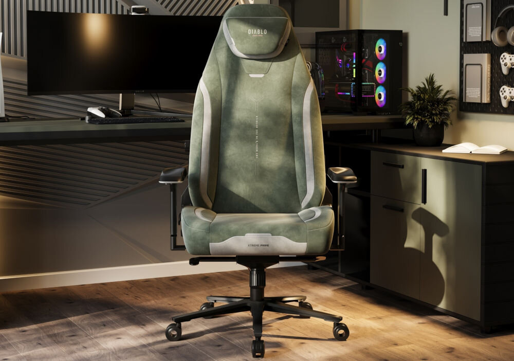 Fotel DIABLO CHAIRS X-Eye 2.0 Zielony prezentacja fotela na tle pokoju od przodu