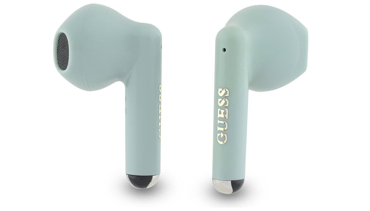 Słuchawki douszne GUESS GUTWSJ14ESGN - Design i komfort, słuchawi na białym tle